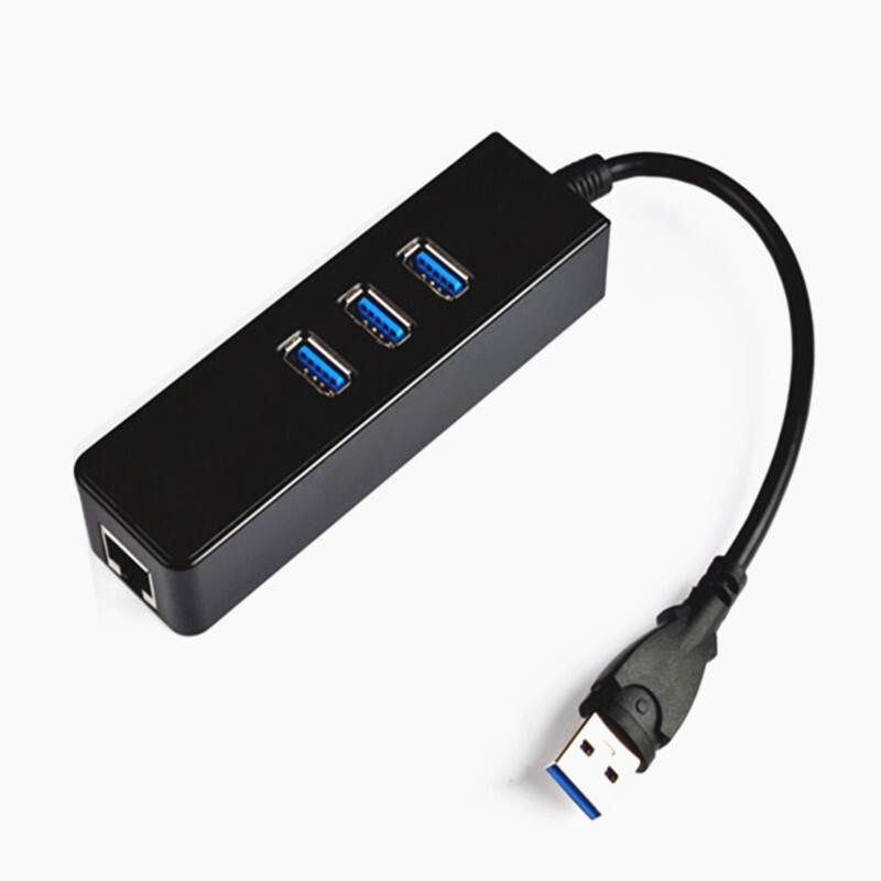 3-Port USB 3.0 Hub with RJ45 10/100/1000 Gigabit Ethernet Adapter Converter LAN Wired USB Network Adapter, USB 3.0 RJ45 1 Gigabit Port for Ultrabooks, Notebooks, Tablets and More