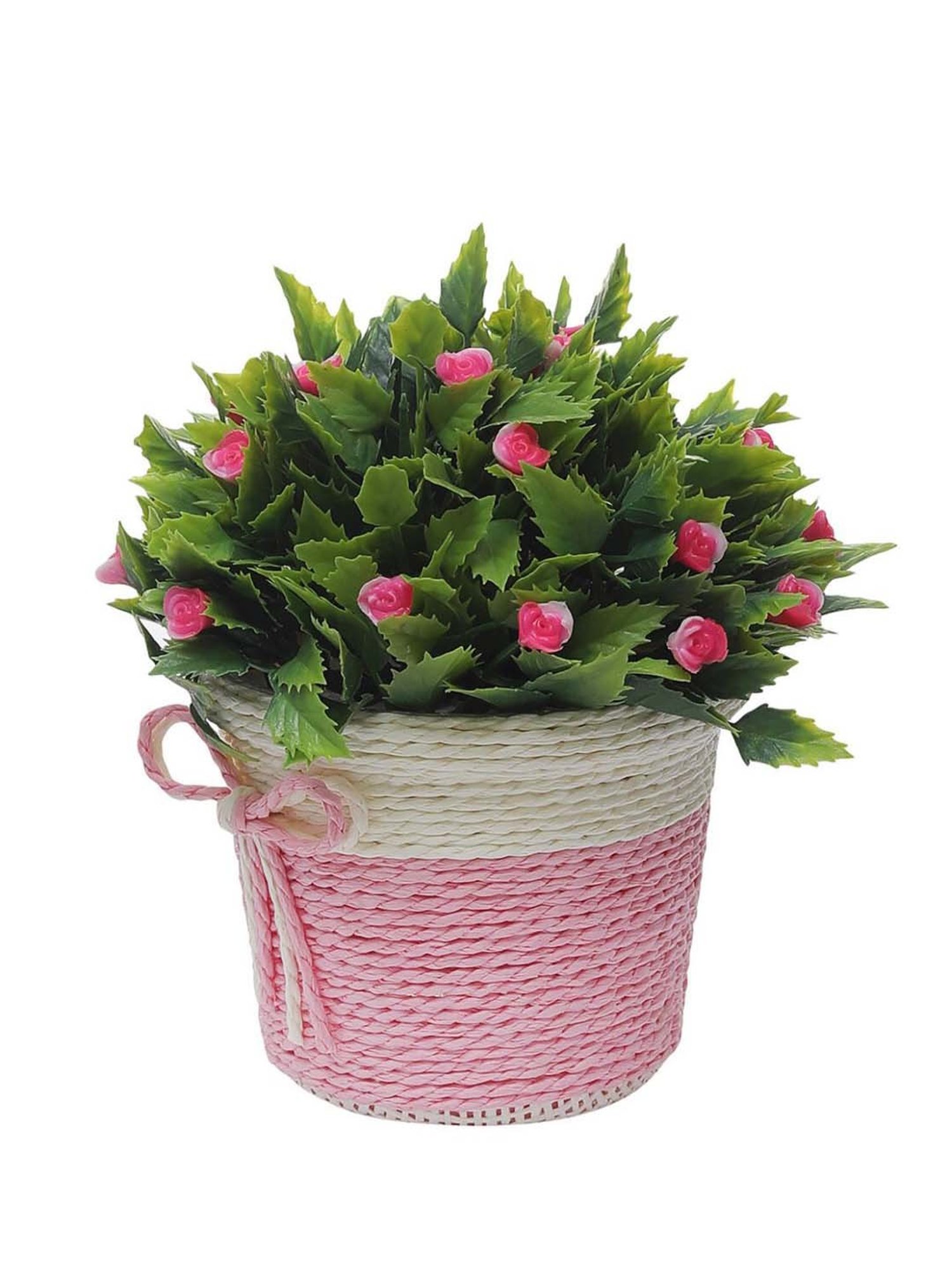 Foliyaj Multicolor Plastic Artificial Flower Plants With Pots - Set of 2