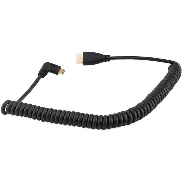 CAMVATE Right-Angle Mini HDMI to HDMI Coiled Cable, 12" to 79" #C2402