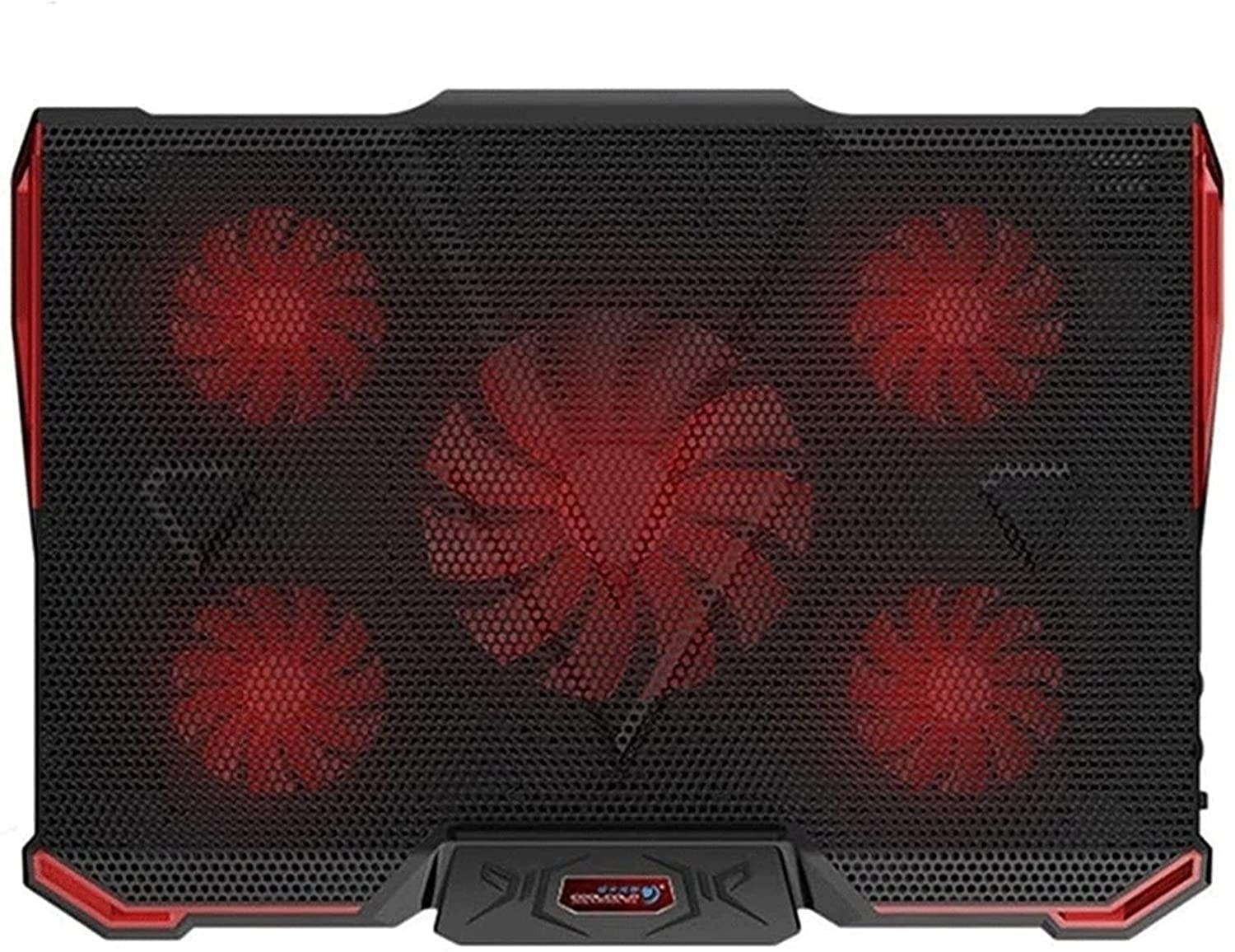 UOOD Laptop Cooler, Silent 5 Fan Cooling Pad Notebook Stand with Light, Adjustable External Coolpad Cooler Base Heatsink Bracket Fan Mat Very Silent