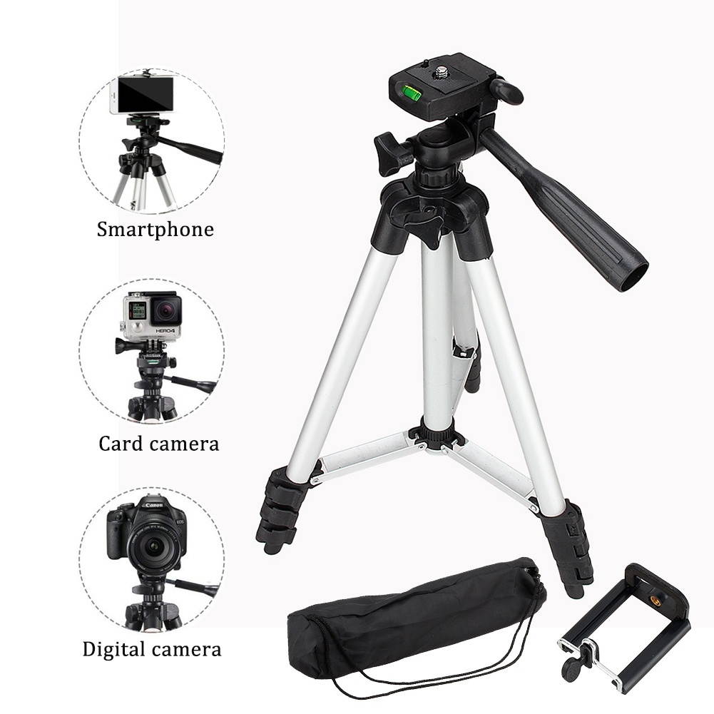Adjustable Phone Camera Tripod Mount Stand + Phone Clip For iPhone Samsung