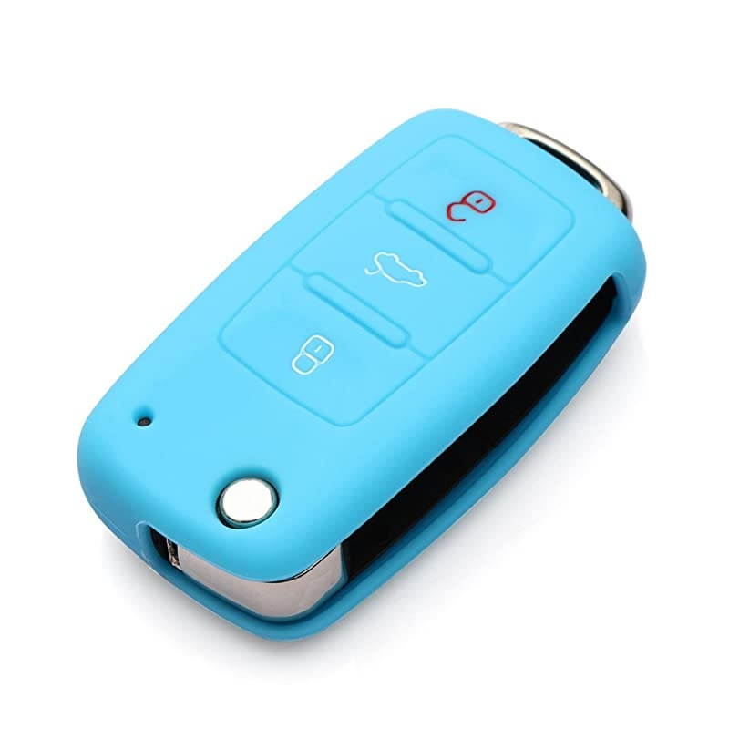 Protective Silicone Key Cover Keyless Entry Remote Fob Shell Fit for VW Volkswagen 3 Button
