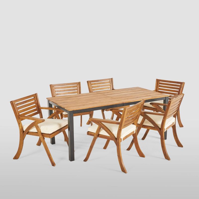 7pc Concord Acacia Wood Patio Dining Set Teak - Christopher Knight Home