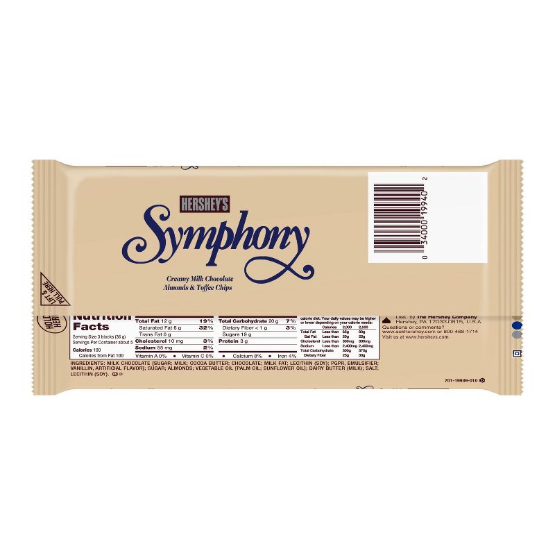 Symphony Milk Chocolate with Almonds and Toffee Giant Bar - 6.8oz