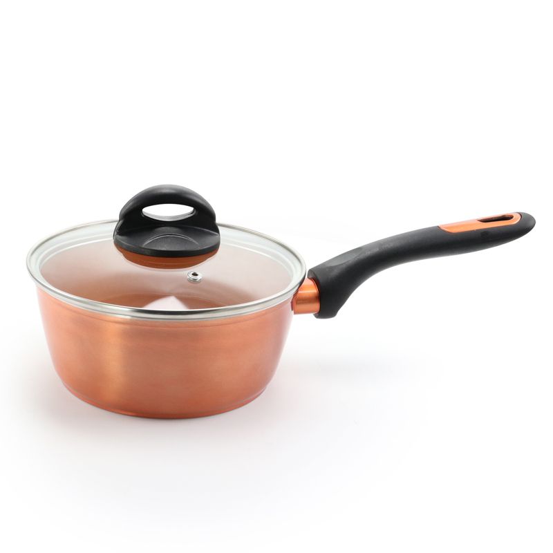 Gibson Home Hummington 1.7 Quart Titanium Sauce Pan with Lid in Copper