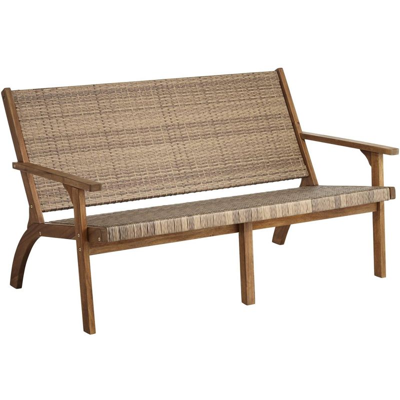 Sunnydaze Outdoor Meranti Wood with Teak Oil Finish Wooden Garden Planter Box Bench Seat - 68" - Brown