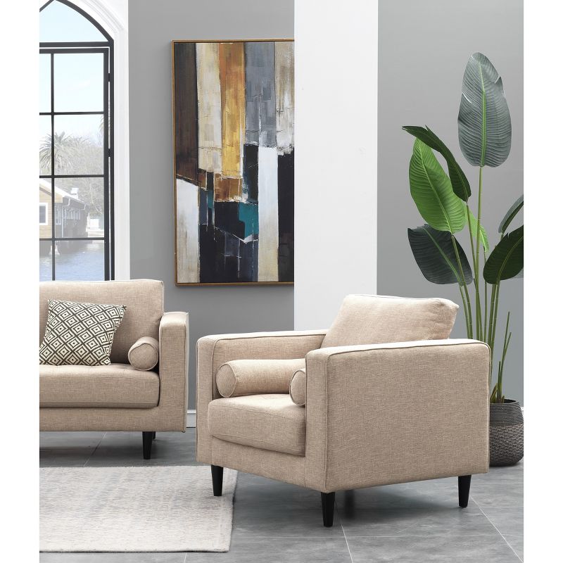 Arthur 1 Seat Tweed Armchair Tan - Manhattan Comfort