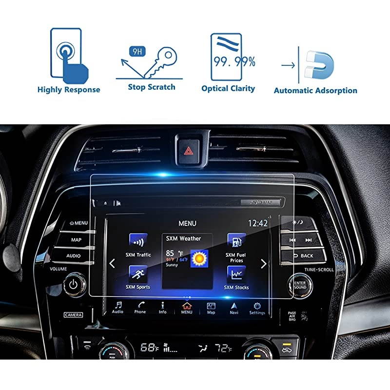 Nissan Maxima Murano 8 Inch 20162018 Car Navigation Screen Protector Glass 9H Tempered Glass Center Touch Screen Protector Against Scratch High Clarity