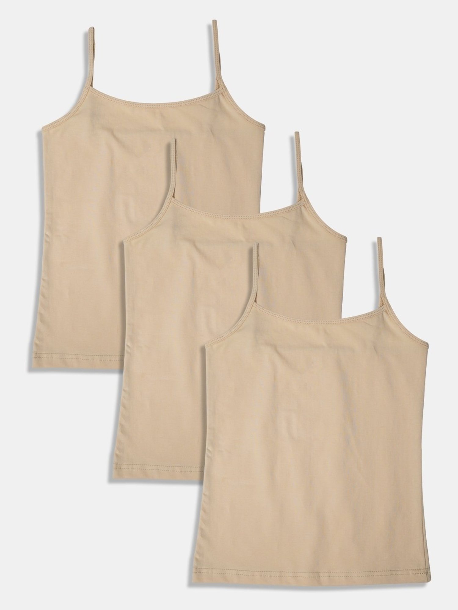 Sillysally Kids Beige Solid Camisole (Pack of 3)
