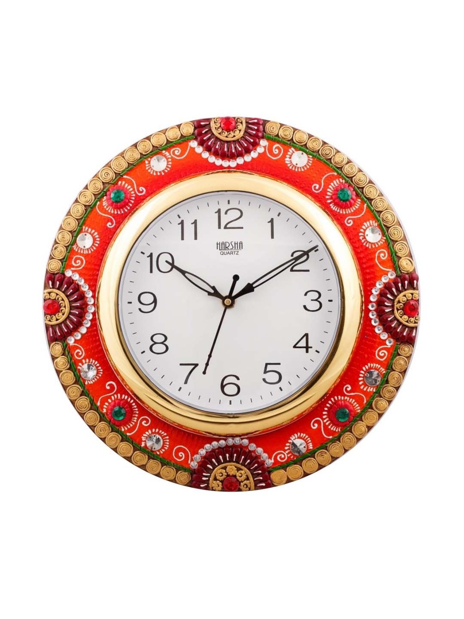 eCraftIndia Exquisite Papier-Mache Wooden Handcrafted Wall Clock