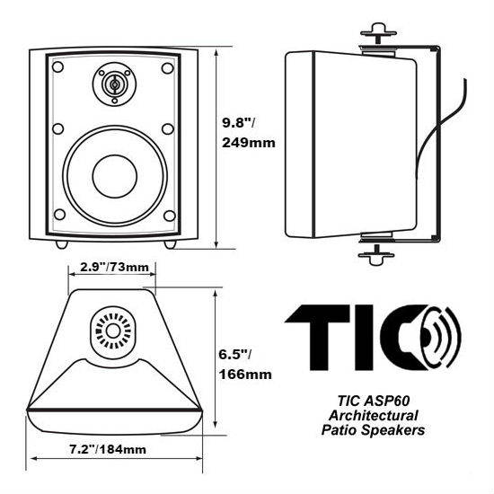 TIC ASP ASP60W Outdoor White Patio Speakers Pair