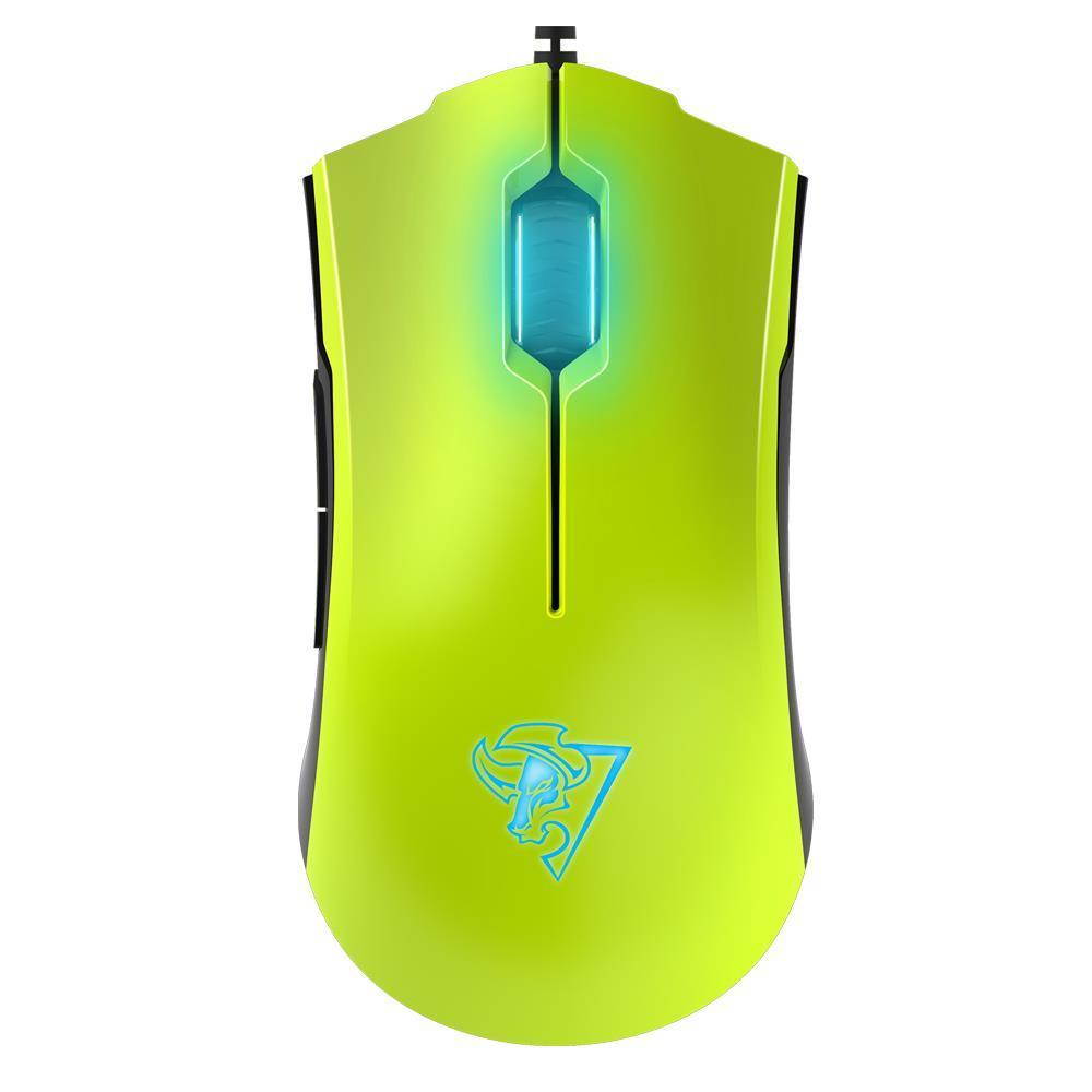 Rantopad FF Gaming Mouse with 5 Buttons, 800/1600/3500DPI, 1000MHz, Breathing Ambient LED Backlit, 2m Wired Gold-plated USB, Plug-and-play, Ergonomic, Fluorescent Green