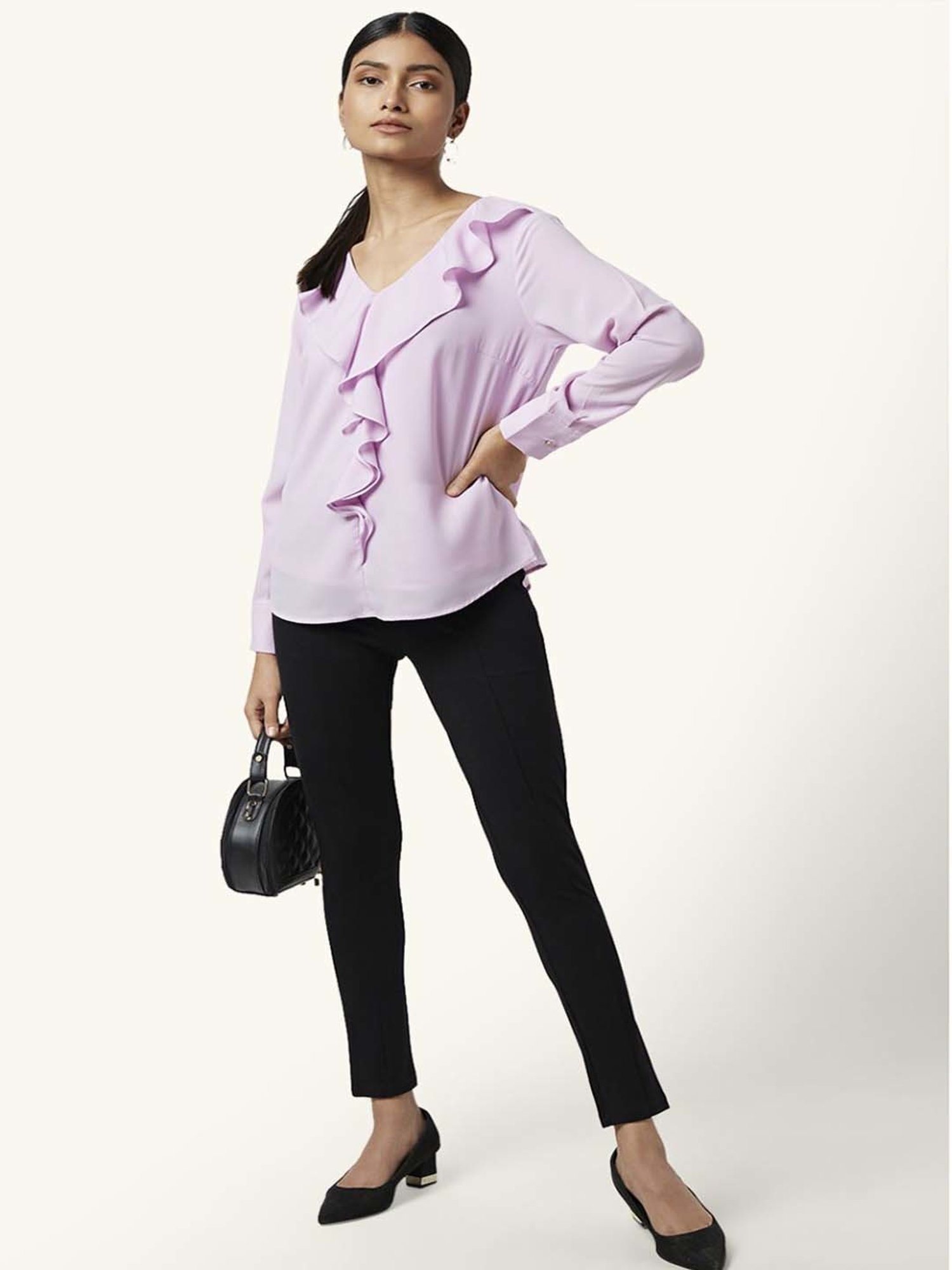 Annabelle by Pantaloons Lilac Regular Fit Top