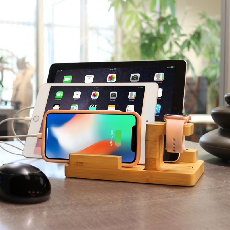 Trexonic Bamboo Apple Watch and Iphone Charging Stand
