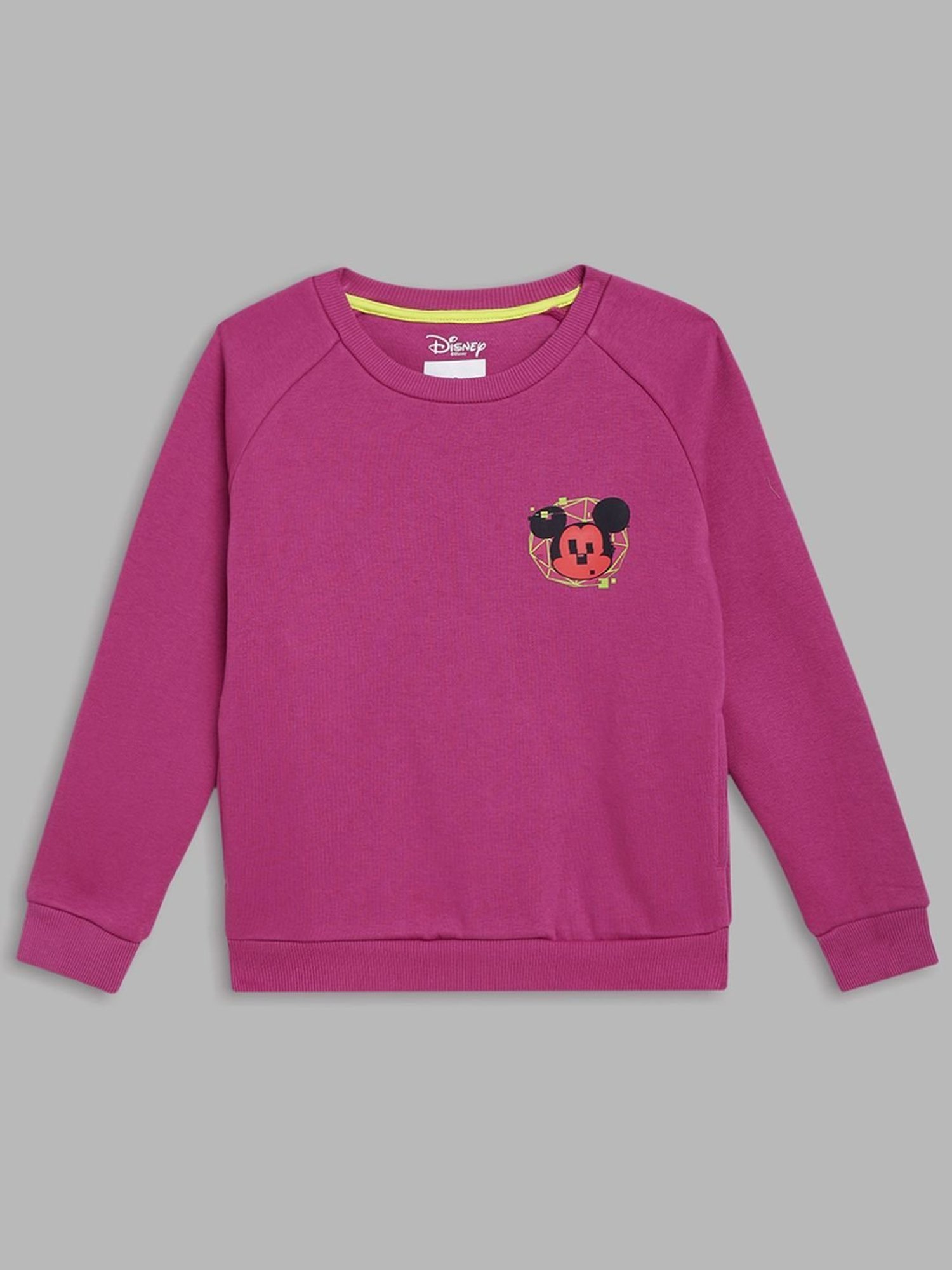 Blue Giraffe Kids Pink Printed Full Sleeves Mickey Sweatshirt