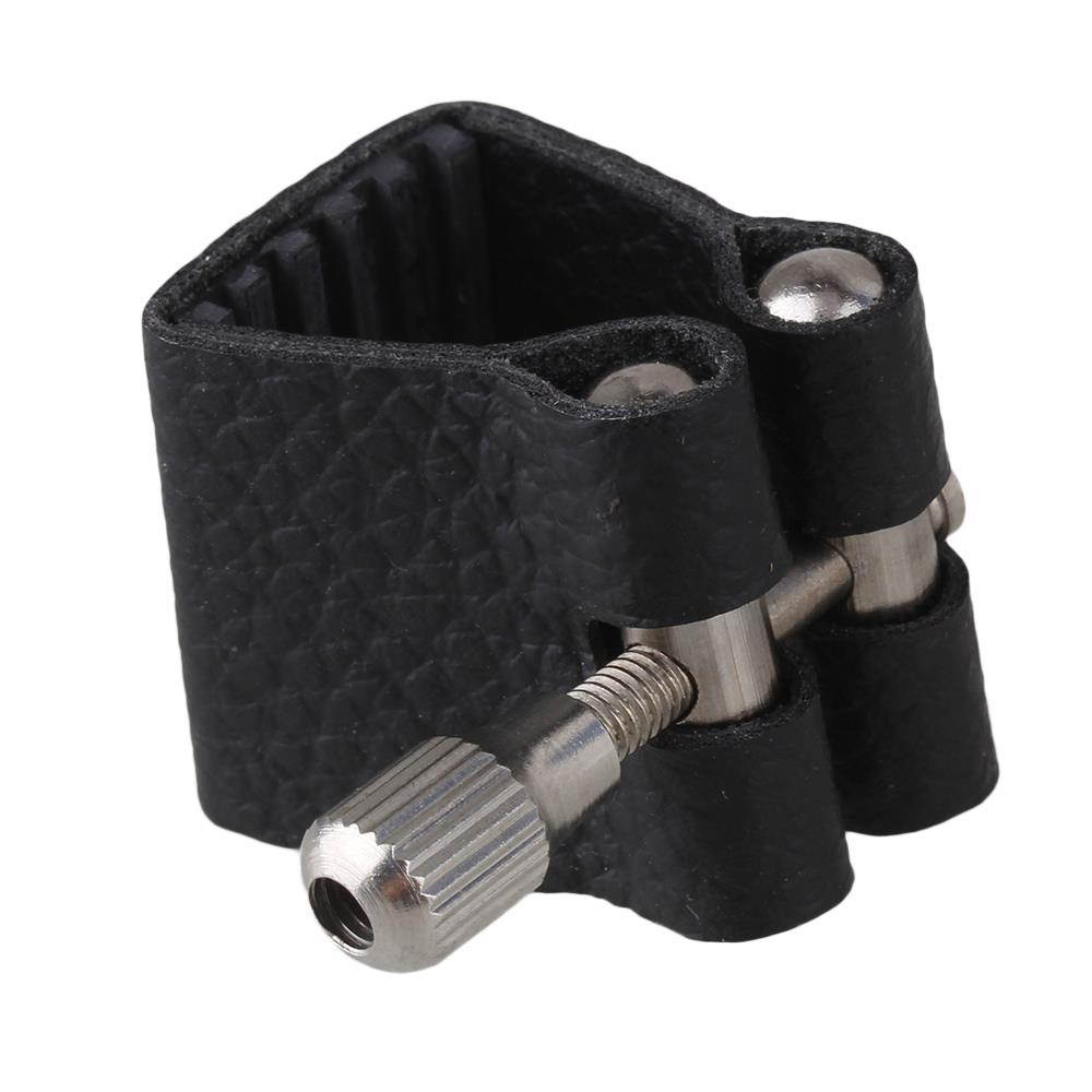 BQLZR 10PCS Soprano Sax Saxophone Artificial Leather Ligature Fastener Black Durable