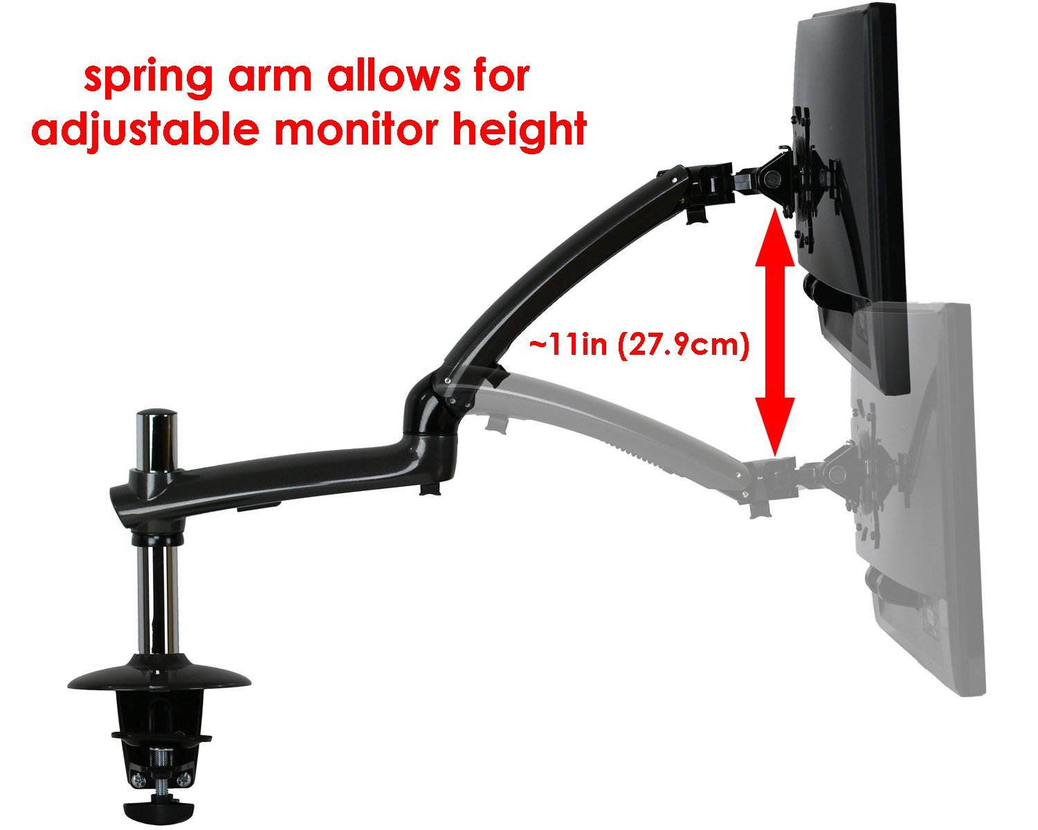 Mount-it! Expandable Desk Mount Spring Arm Clamp Base (Single Monitor, Dark Gray)
