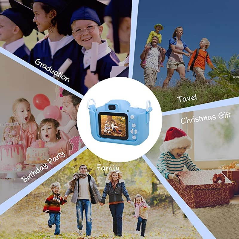 Kids Camera  Q1 Digital Video Camcorder Action Camera Rechargeable with 8G SD Card 2.0&rdquo; for 3-12 Year Old Boys and Girls Birthday Festival Gift
