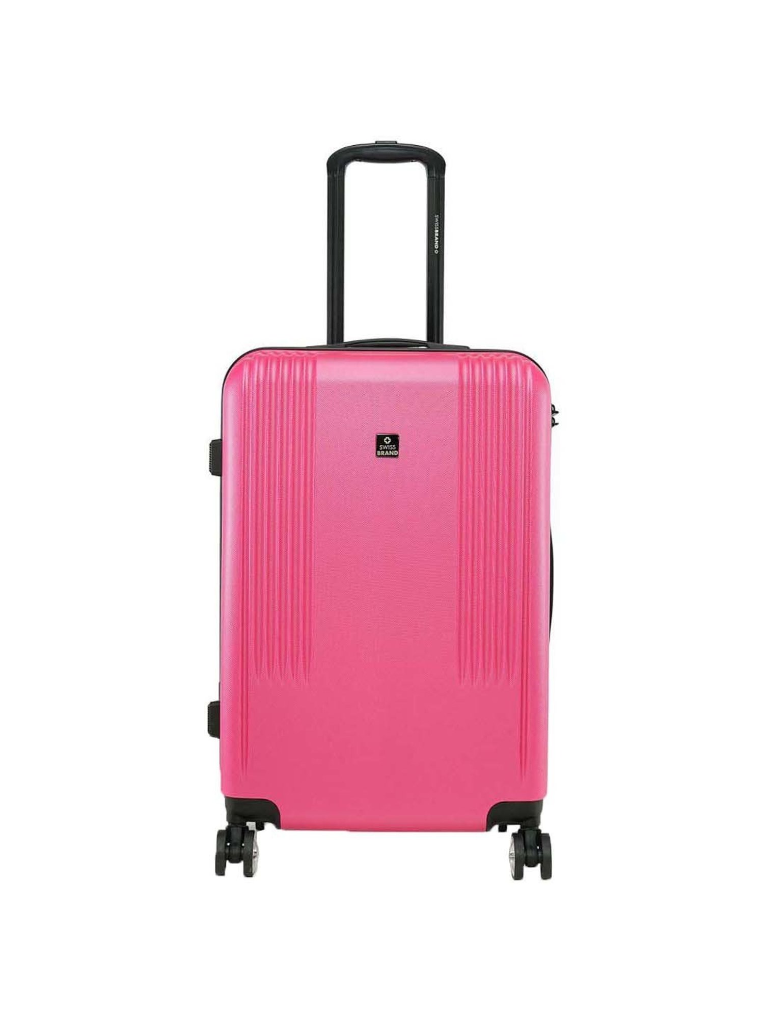 Swiss Brand Sion 2.0 Rose Pink Striped Hard Medium Trolley Bag - 41 cm