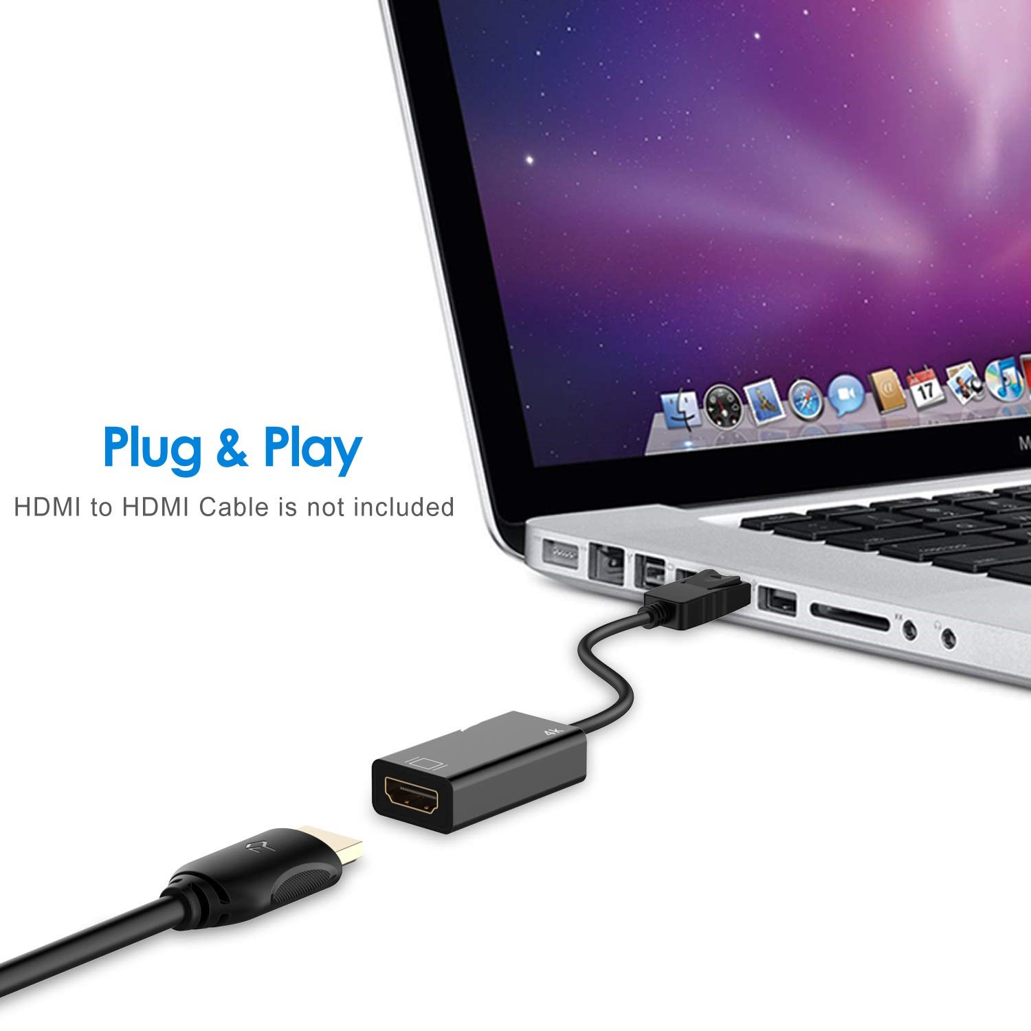 DisplayPort to HDMI Adapter, Nurbenn DP Display Port to HDMI Converter Male to Female Gold-Plated Cord Compatible for Lenovo Dell HP and Other Brand