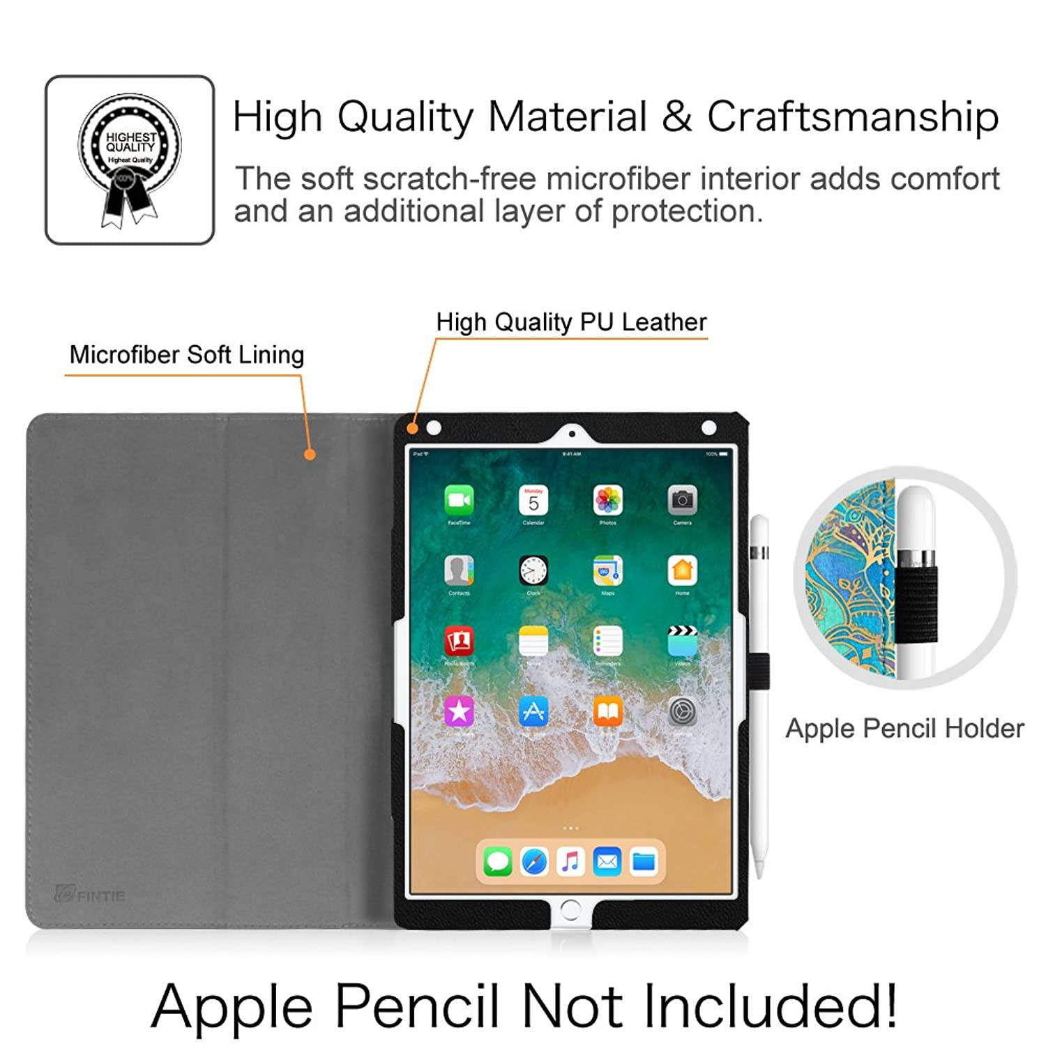 Fintie Folio Case for iPad Air (3rd Gen) 10.5" 2019 / iPad Pro 10.5" 2017 - [Corner Protection] Premium PU Leather Smart Folio Cover with Pencil Holder, Auto Sleep/Wake, Shades of Blue