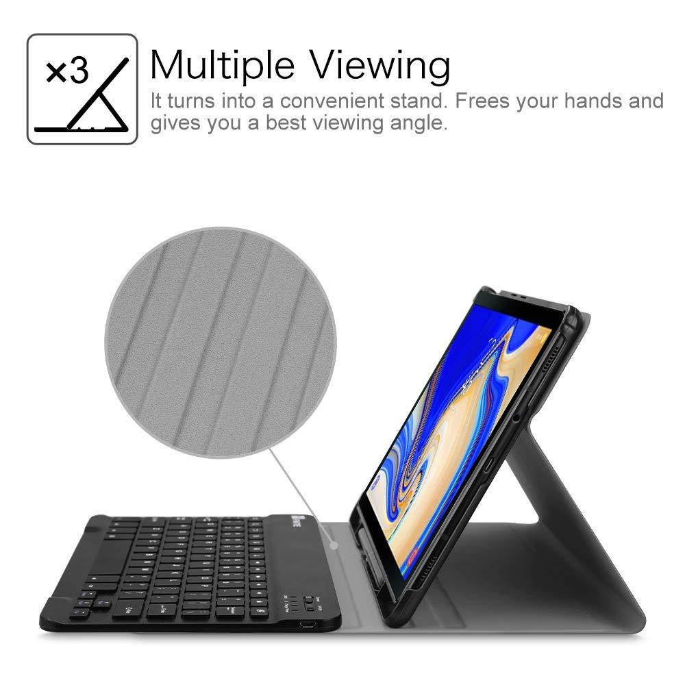 Fintie Keyboard Case for Samsung Galaxy Tab S4 10.5 2018 Model SM-T830/T835/T837, Slim Shell Lightweight Stand Cover with Detachable Wireless Bluetooth Keyboard, Black