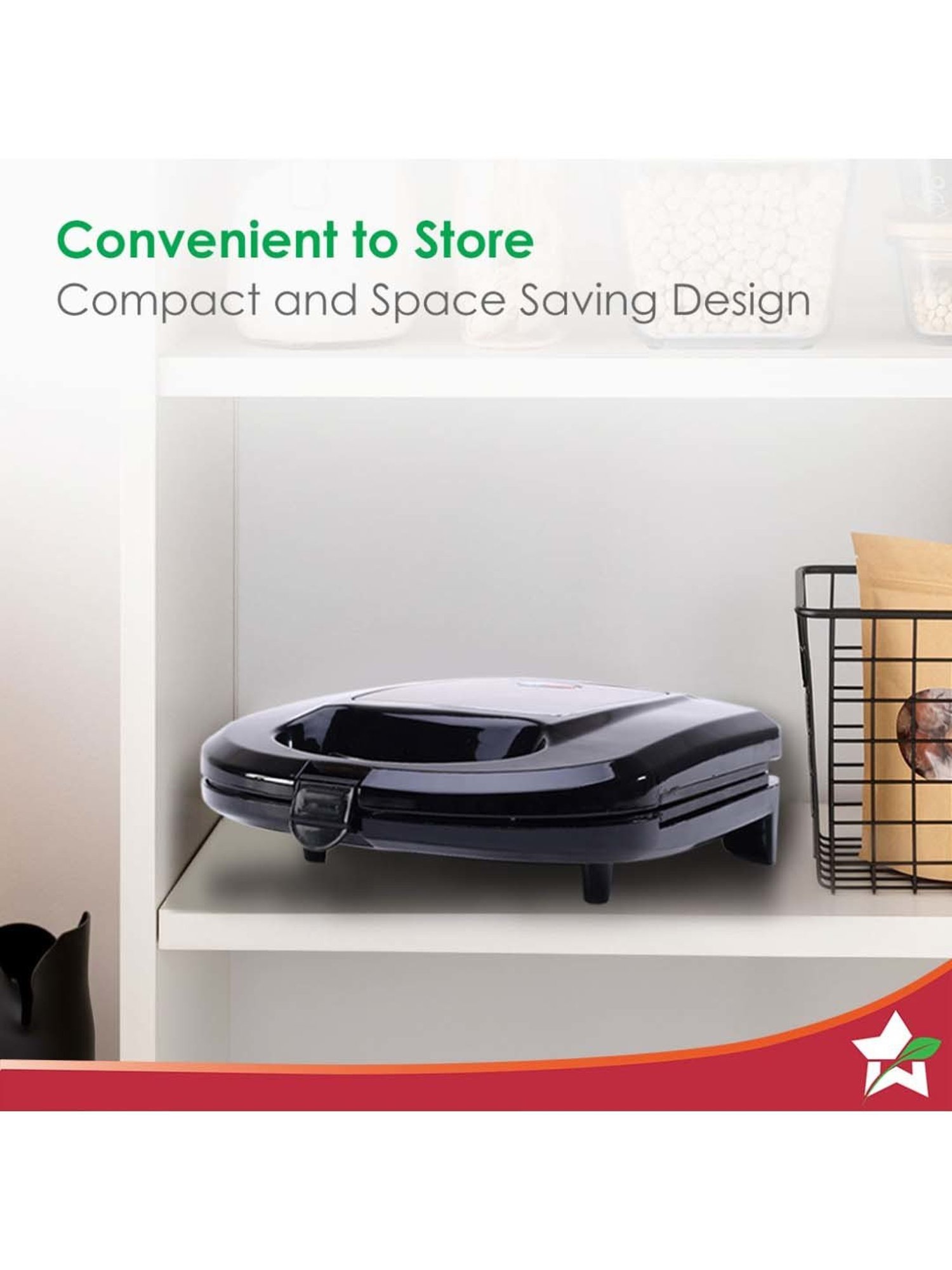 Borosil Sandwich Maker 2000W with Non stick coating (Black)