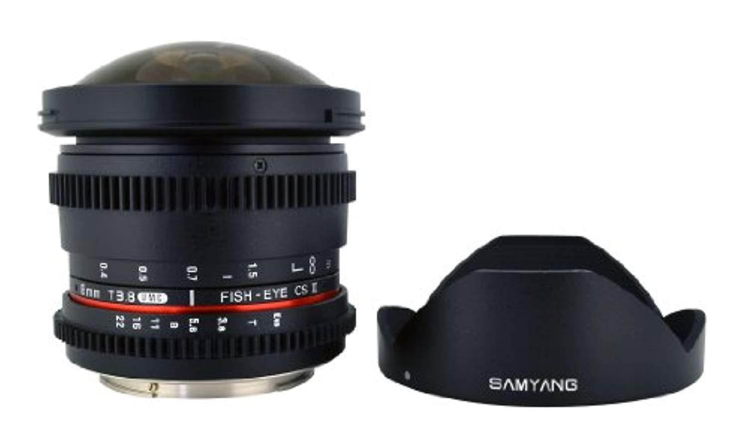 samyang cine syhd8mv-n hd 8mm t/3.8 fisheye lens with de-clicked aperture and removable hood fixed lens for nikon (dx) cameras