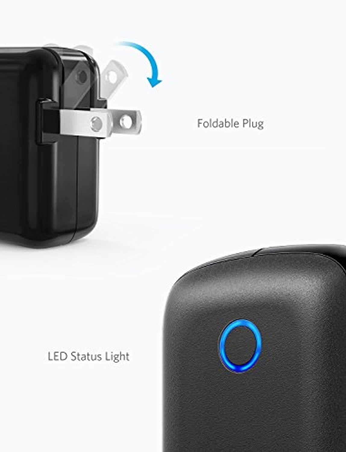 Anker Dual USB Wall Charger, PowerPort II 24W, Ultra-Compact Travel Charger with PowerIQ Technology and Foldable Plug, for iPhone XS/Max/XR/X/8/7/6/Plus, iPad Pro/Air 2/mini 4, Galaxy S9/S8/+  (A2027)