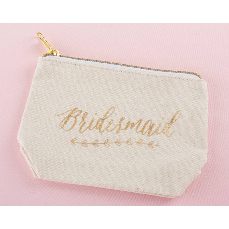 6ct Foil "Bridesmaid" Canvas Makeup Bag Gold