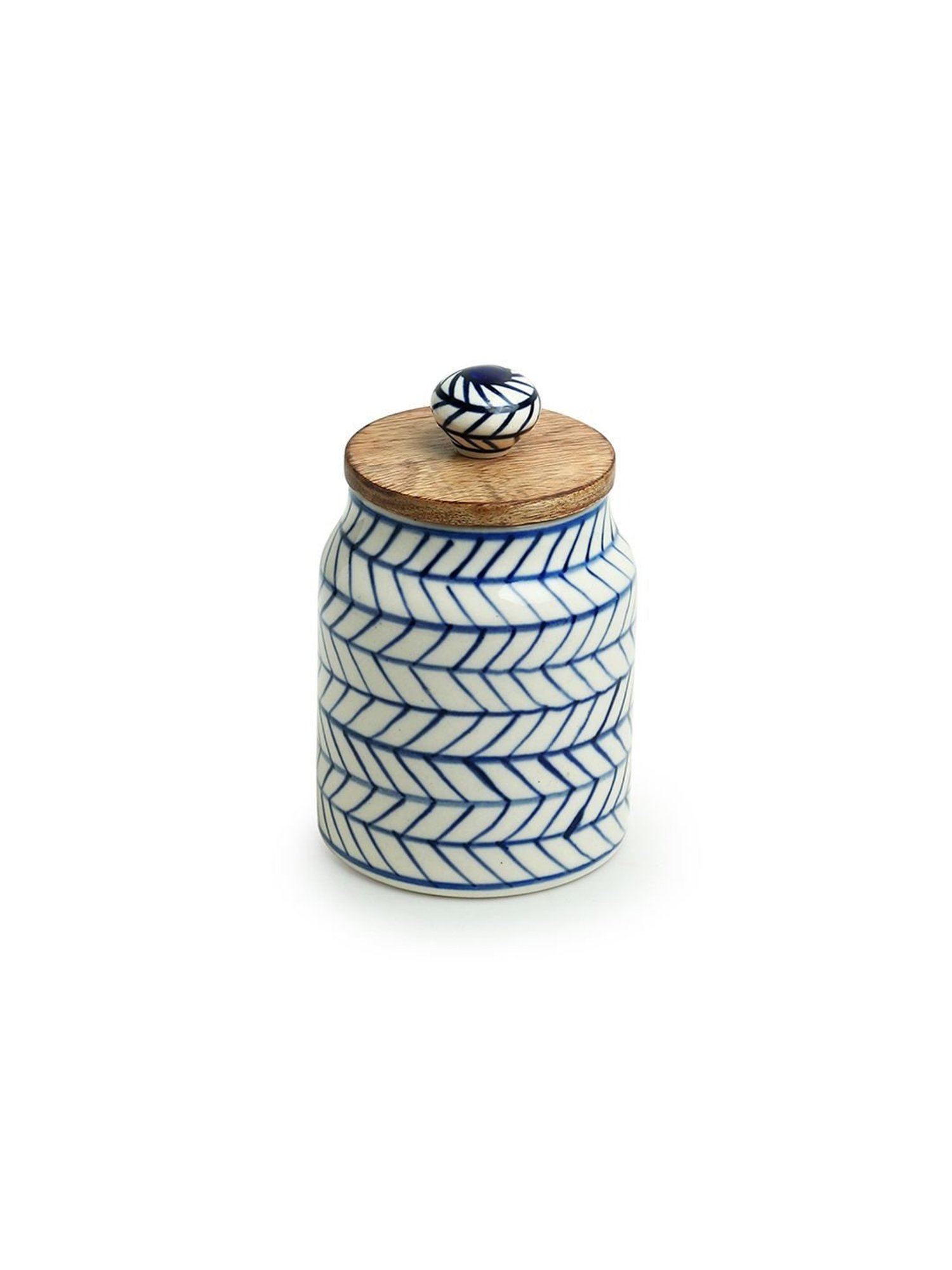 ExclusiveLane Hand-painted Airtight Microwave Safe Ceramic Multi-Utility Storage Jar (470 ml)