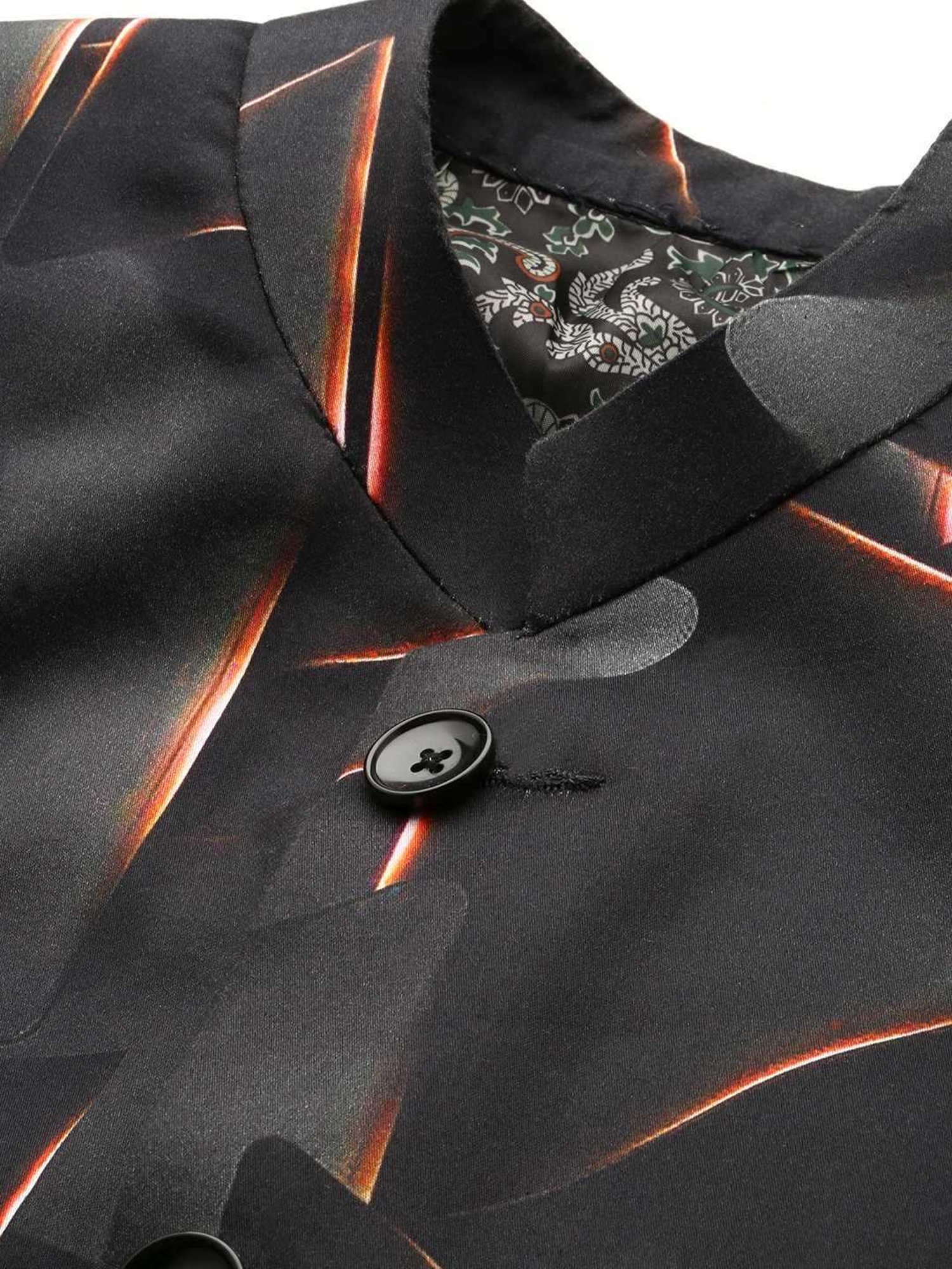 SHOWOFF Black Slim Fit Printed Blazer