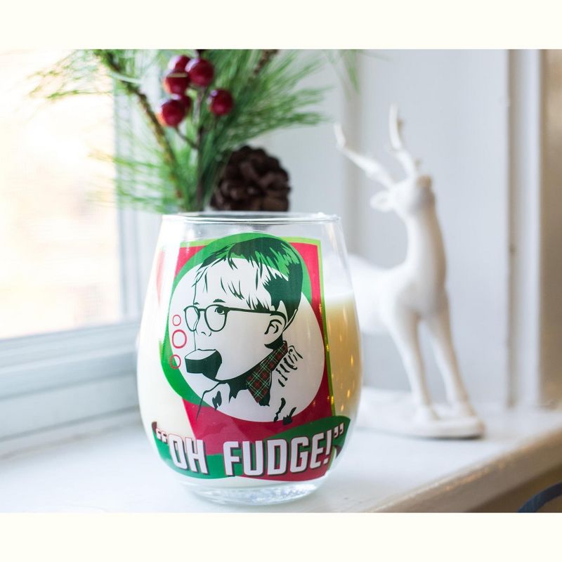 Silver Buffalo A Christmas Story "Oh Fudge!" Stemless Wine Glass | Holds 20 Ounces