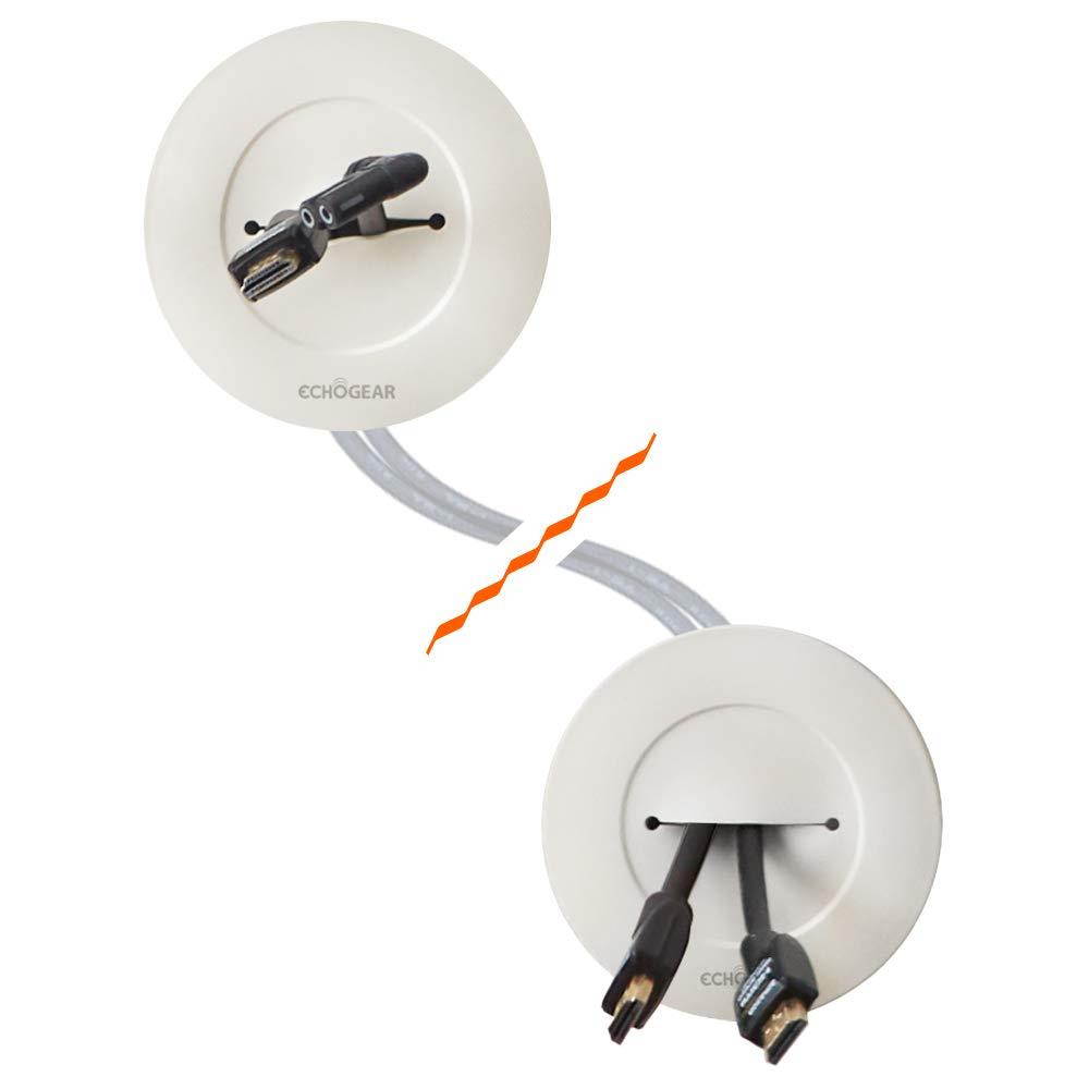 Echogear in-Wall Cable Management Kit - Cable Hider Conceals Low Voltage Cords - Includes 2 Pass Through Grommets, Locking Brackets, and Hole Saw Drill Attachment