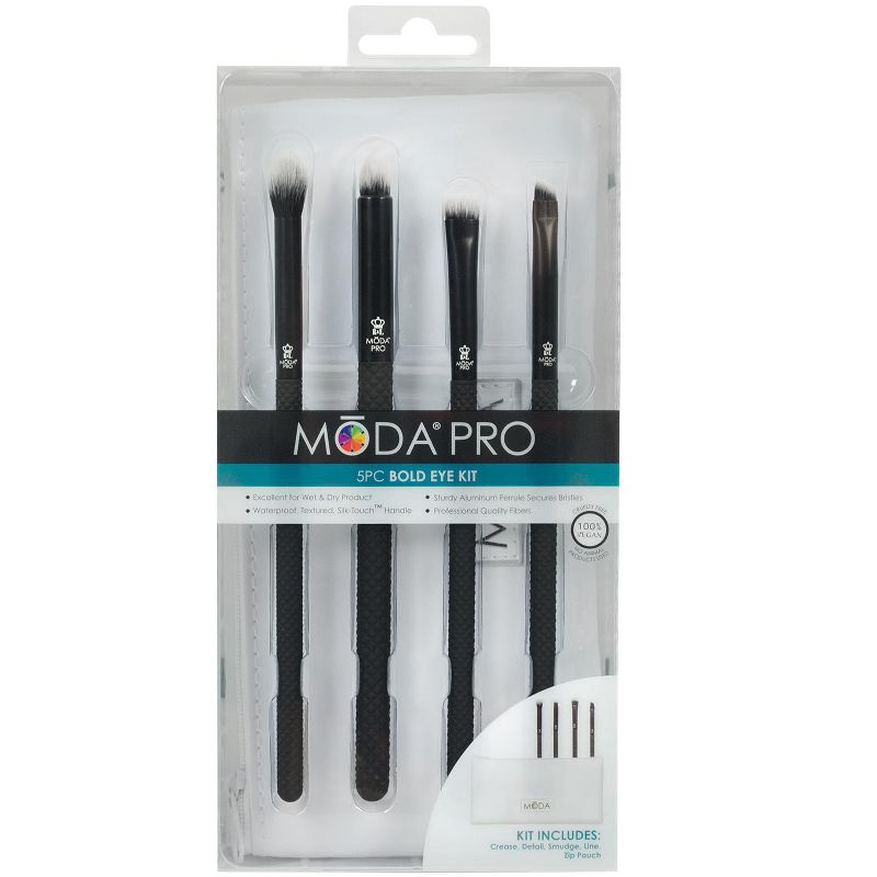 MODA Brush Pro Painted Perfection Brush 10pc Bundle with Zip Case, Includes - Radiance, Sculpt, Glow, Precision Angle, Shade, Crease, Detail, Smudge, and Line Brushes