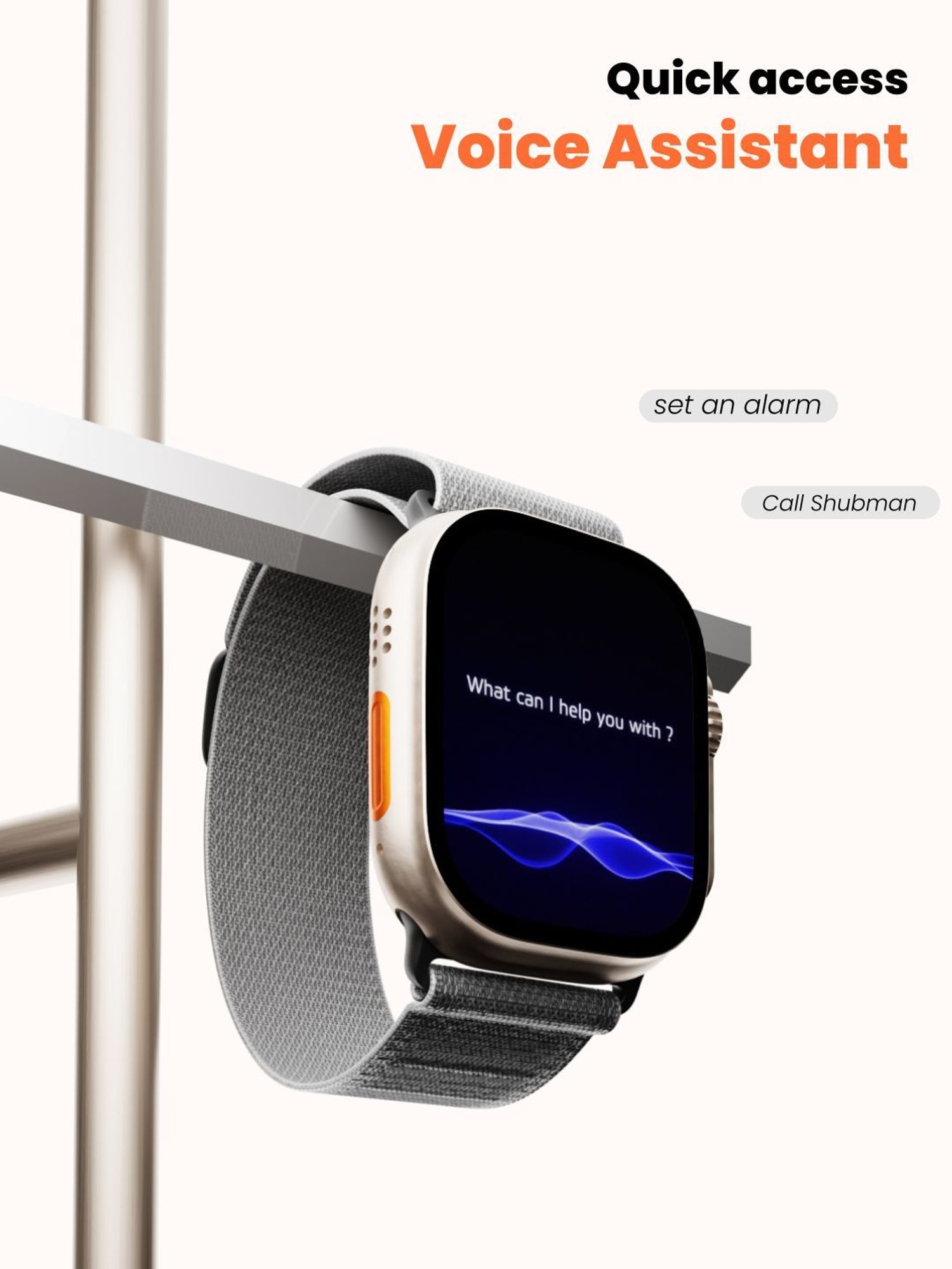 Hammer Ace Ultra Bluetooth Calling Smart watch with 2 Straps (Orange & Grey)