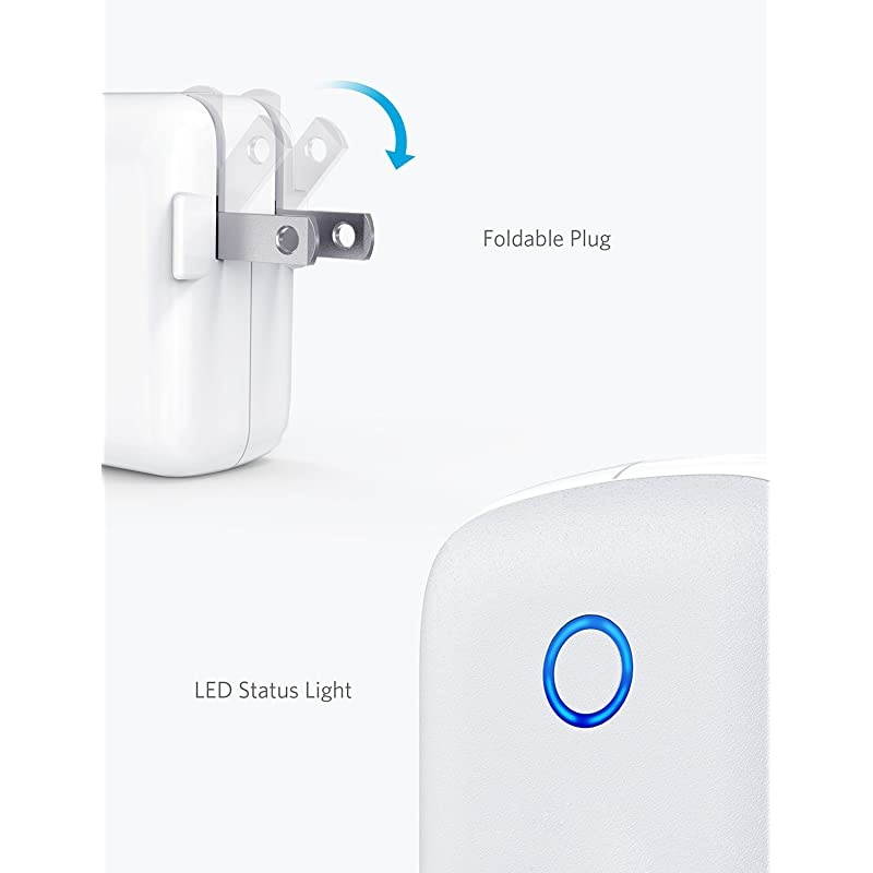 Dual USB Wall Charger, PowerPort II 24W, Ultra-Compact Travel Charger with PowerIQ Technology and Foldable Plug, for iPhone XS/Max/XR/X/8/7/6/Plus, iPad Pro/Air 2/mini 4, Galaxy S9/S8/+ and More