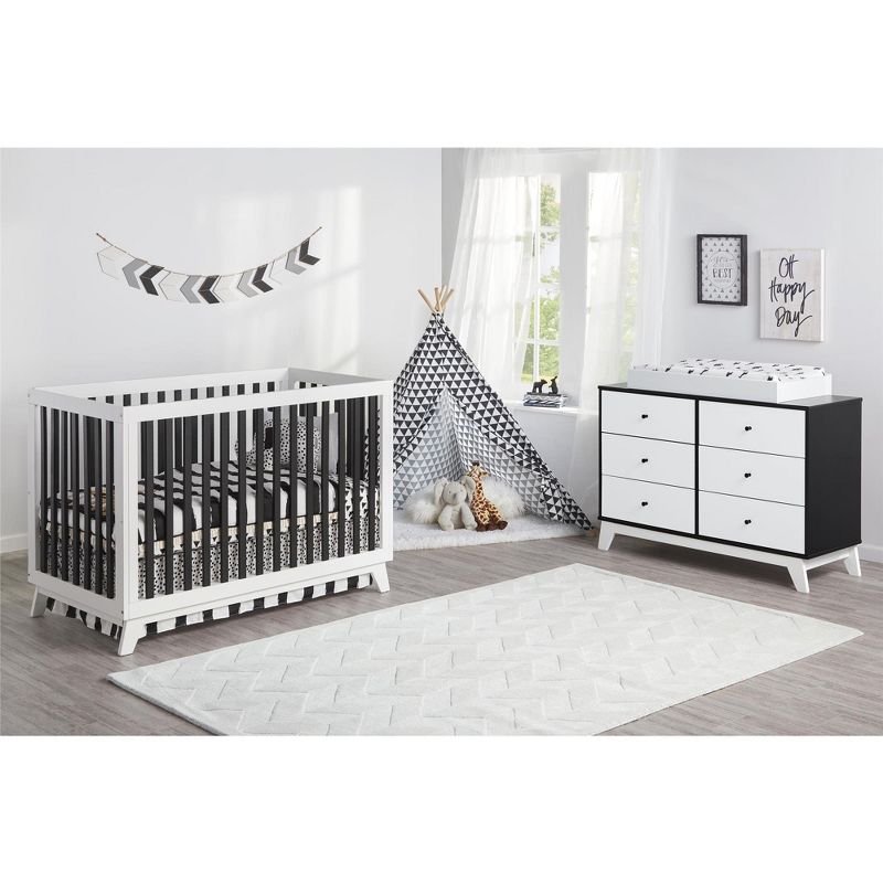Rowan Valley Flint 6 Drawer Changing Table, Black/White