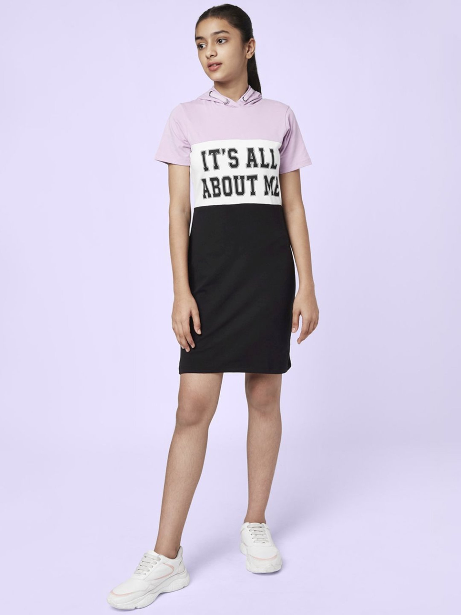 Coolsters by Pantaloons Kids Lilac & Black Cotton Printed Dress