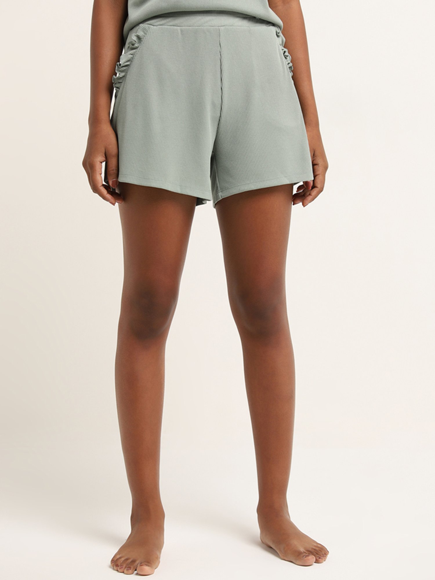 Superstar by Westside Sage Ribbed Textured High-Rise Shorts