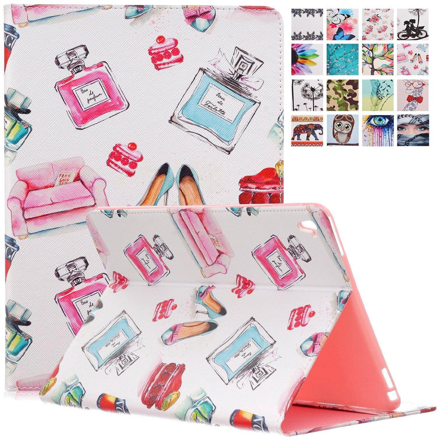 iPad Pro 9.7 Case, Newshine Premium Synthetic Leather Stand Case Cover with [Card Solts] for Apple iPad Pro 9.7 inch 2016 Release Table (Perfume)