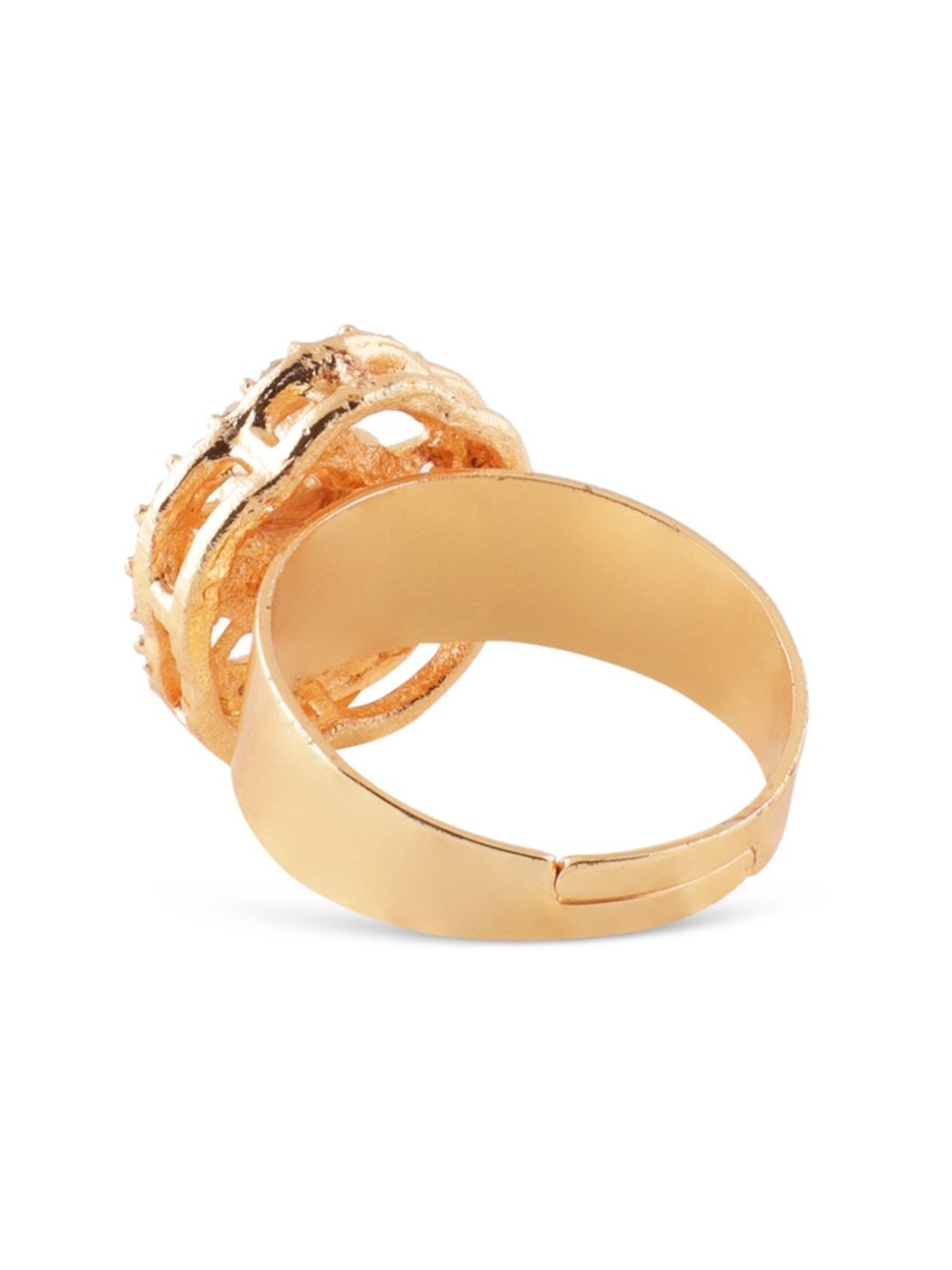 Zaveri Pearls Pink Stones Dazzling Austrian Diamonds Pearls Necklace Earring & Ring Set-ZPFK17286