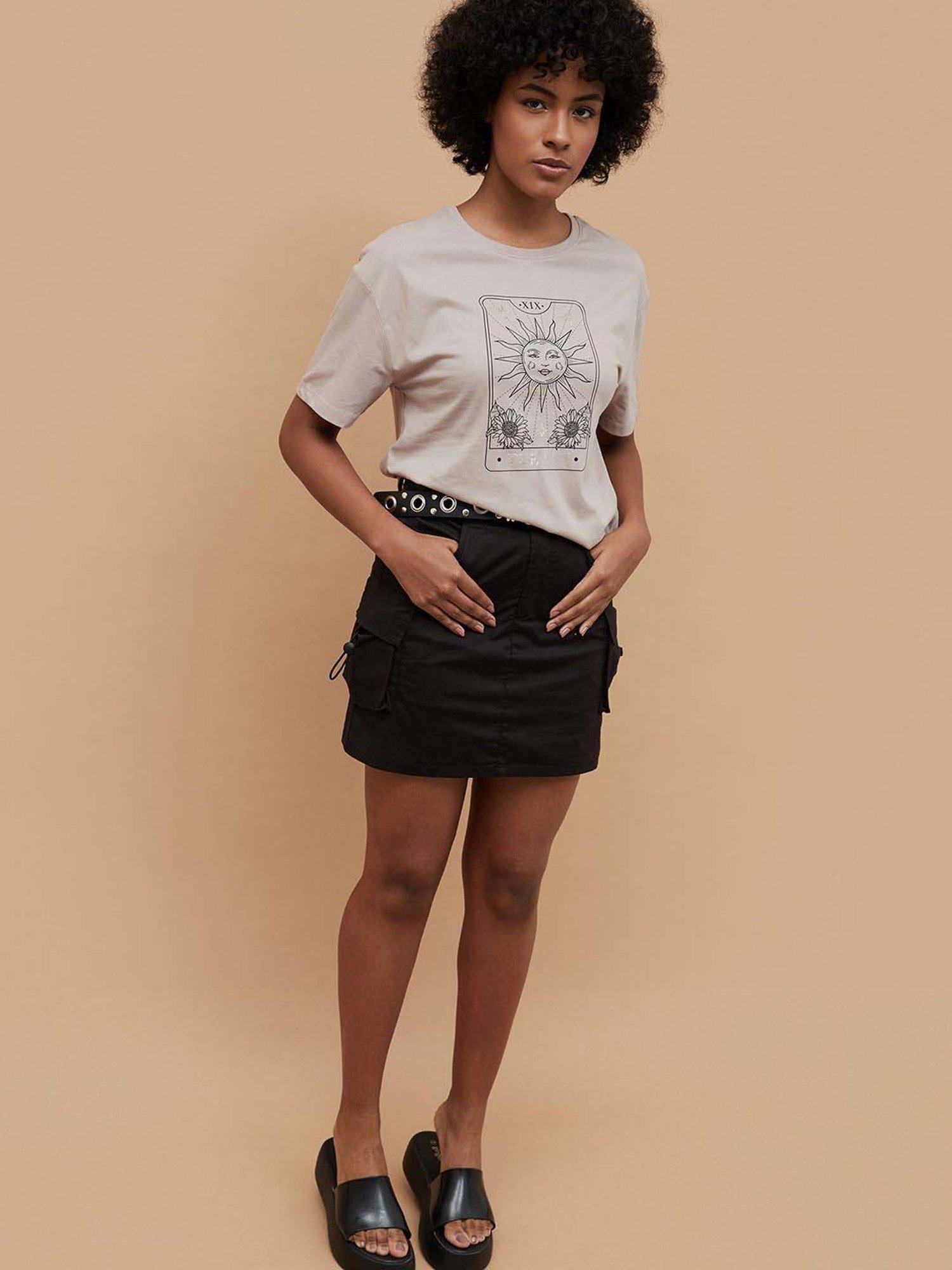 Fame Forever by Lifestyle Beige Cotton Printed T-Shirt