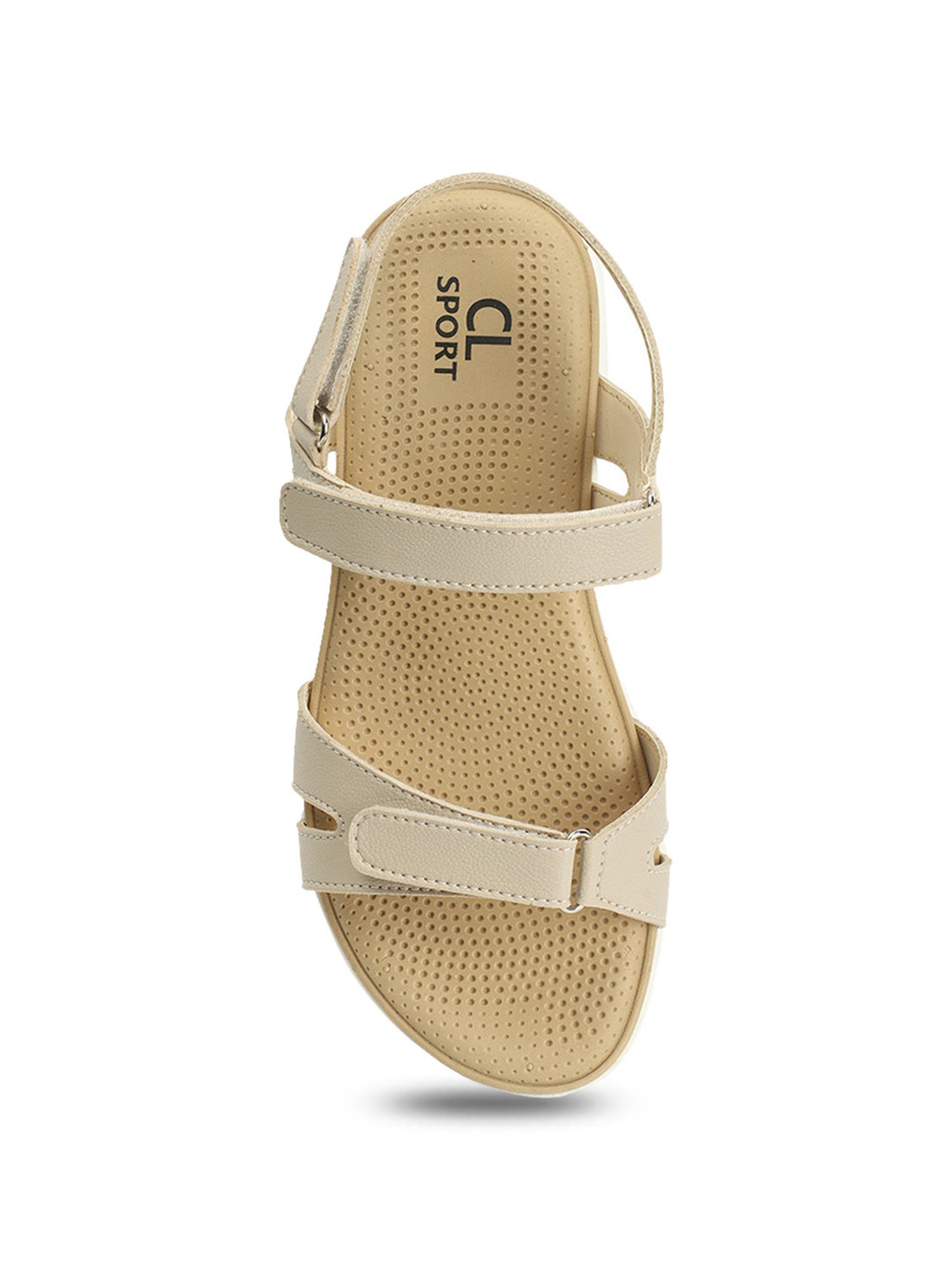 CL Sports by Carlton London Women's Beige Ankle Strap Wedges