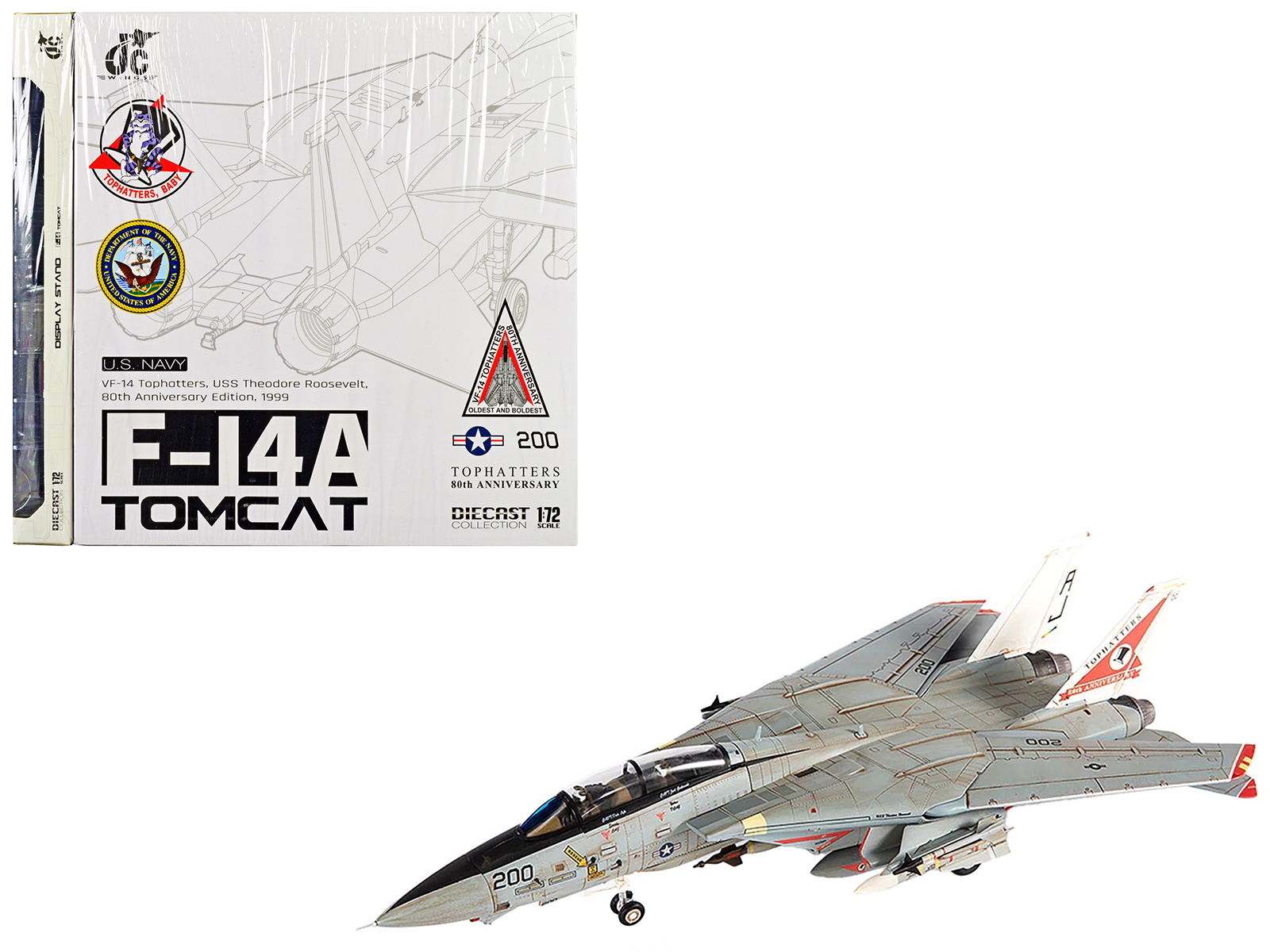 Grumman F-14B Tomcat Fighter Aircraft "VF-103 Jolly Rogers USS George Washington" (2000) United States Navy "Air Power Series" 1/72 Diecast Model by Hobby Master