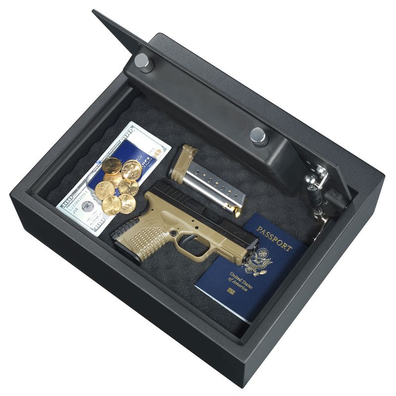 Stack-On Compact Steel Construction Drawer Safe for Jewelry, Cash, or Firearms with Electronic Lock and Mounting Hardware, Medium