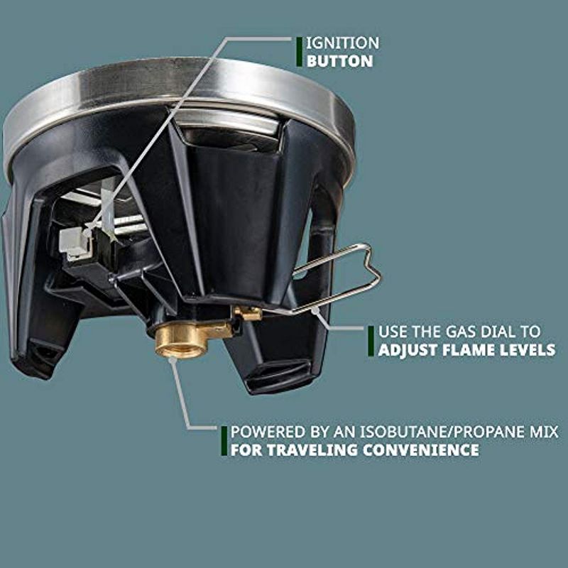 HikeCrew Portable Gas Powered Stove top & Cooking System, Compact Camping Cooktop with 0.8L Pot, Silicone Lid, Folding Handle & Carry Bag