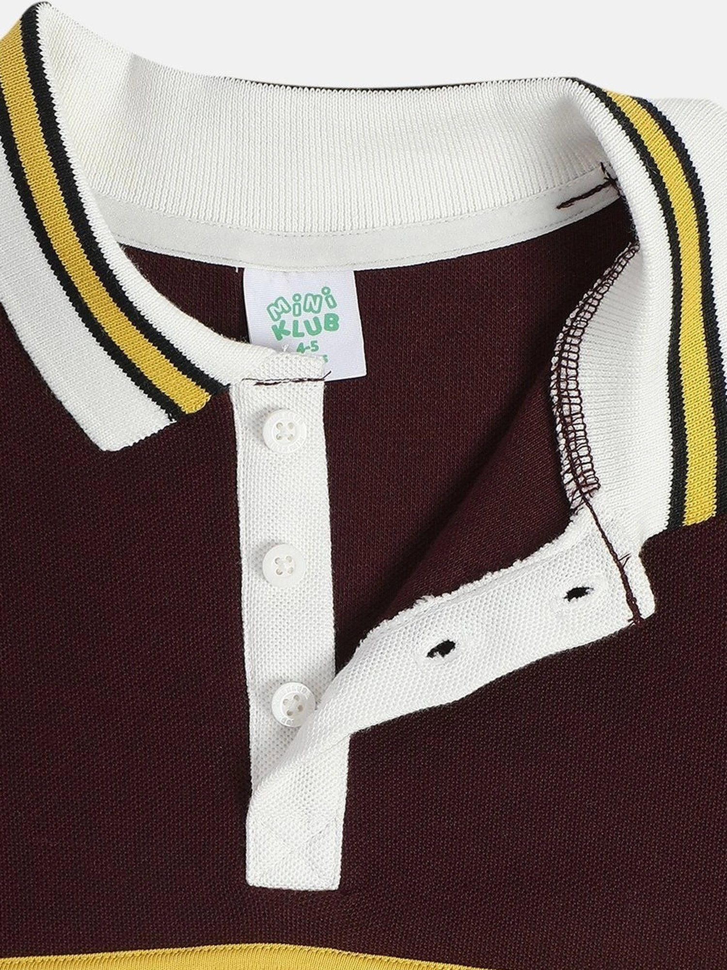MINIKLUB Boys Maroon Cotton Printed Full Sleeves Polo