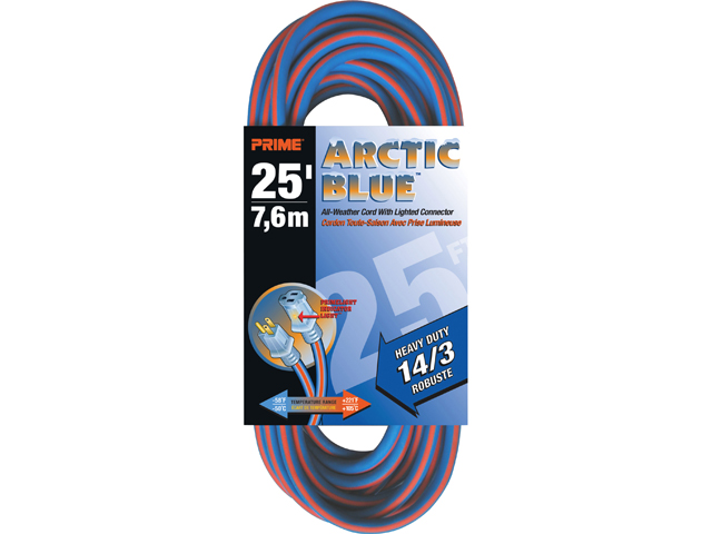 Prime Wire Model LT530725 25 ft. Heavy Duty 25-Foot Artic Blue All-Weather TPE Extension Cord