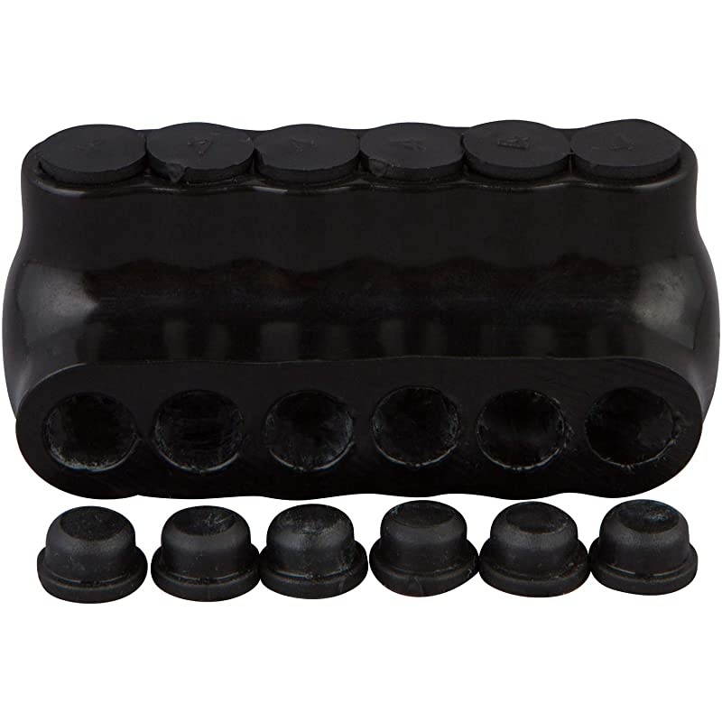 Black Insulated Multi-Cable Connector &ndash; 6 Wire Ports, 1/0-14 Wire Range, 3/16 Allen Hex &ndash; 3.67&ldquo; L x 1.85&rdquo; H &ndash; Single Entry &ndash; Small Wire Range